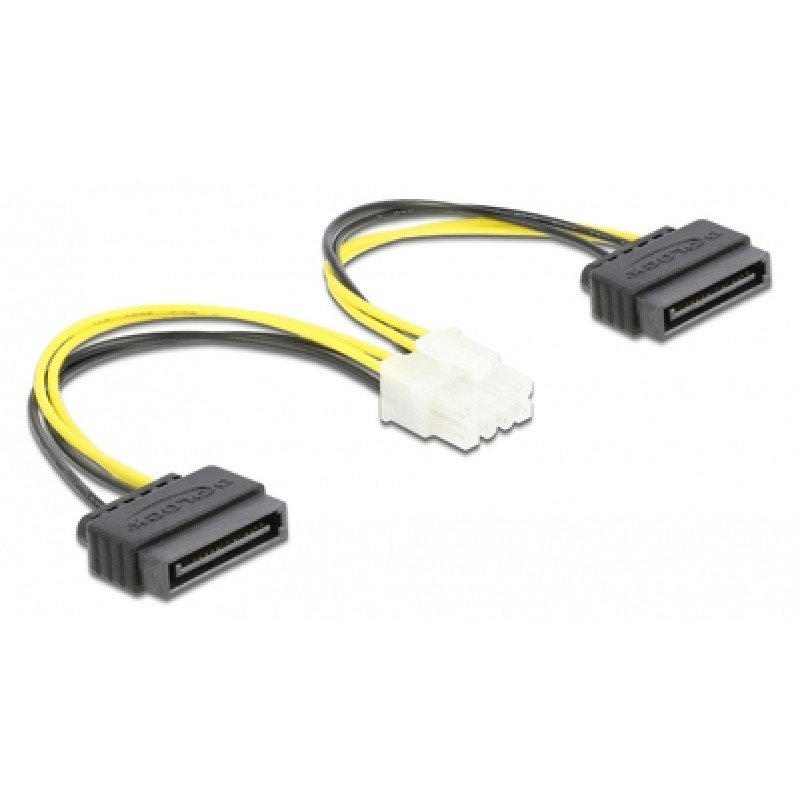 DELOCK DELOCK καλώδιο EPS 8pin σε 2x SATA 15pin 83020, 15cm