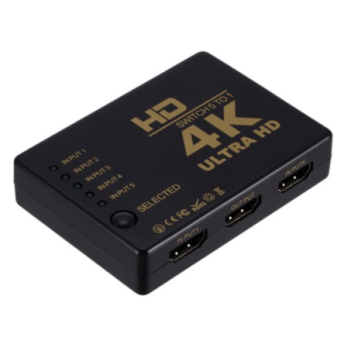 Powertech POWERTECH HDMI amplifier switch PTH-052 με τηλεχειριστήριο, 5 σε 1, 4K