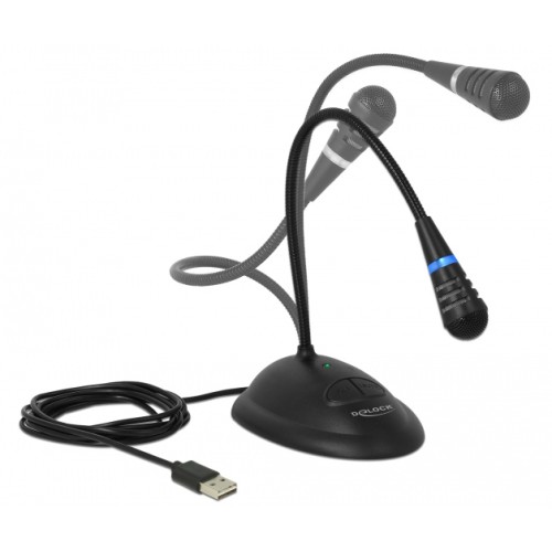 DELOCK DELOCK μικρόφωνο με βάση και mute button 65871, USB, 1.7m, μαύρο