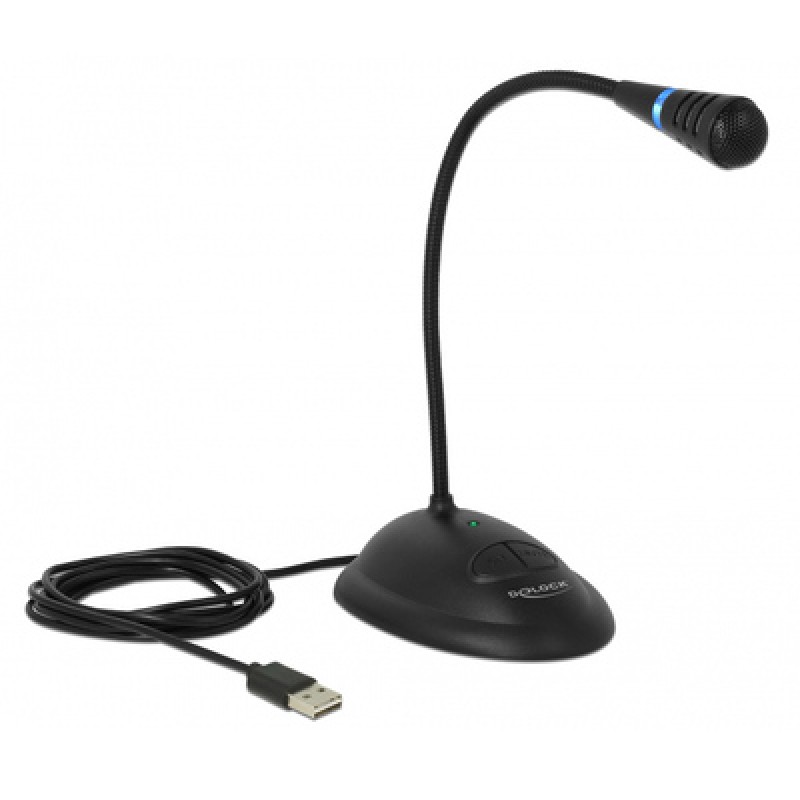 DELOCK DELOCK μικρόφωνο με βάση και mute button 65871, USB, 1.7m, μαύρο