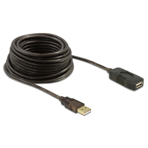 DELOCK DELOCK καλώδιο USB 2.0 αρσενικό σε θηλυκό 82446, active, 10m, μαύρο