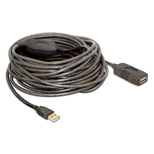 DELOCK DELOCK καλώδιο USB 2.0 αρσενικό σε θηλυκό 82689, active, 15m, μαύρο