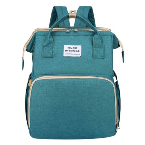 UNBRANDED 2 in 1 τσάντα πλάτης και παιδικό κρεβατάκι TMV-0050, αδιάβροχη, πράσινη