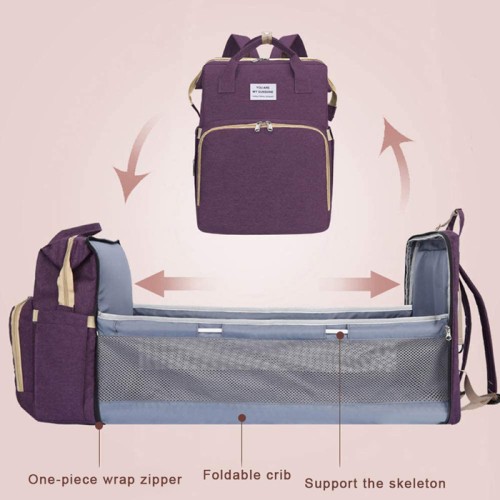UNBRANDED 2 in 1 τσάντα πλάτης και παιδικό κρεβατάκι TMV-0052, αδιάβροχη, μπλε