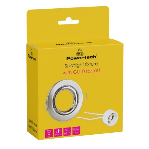 Powertech POWERTECH μεταλλικό πλαίσιο spot & ντουί GU10-003, χωνευτό, 81x31.5mm
