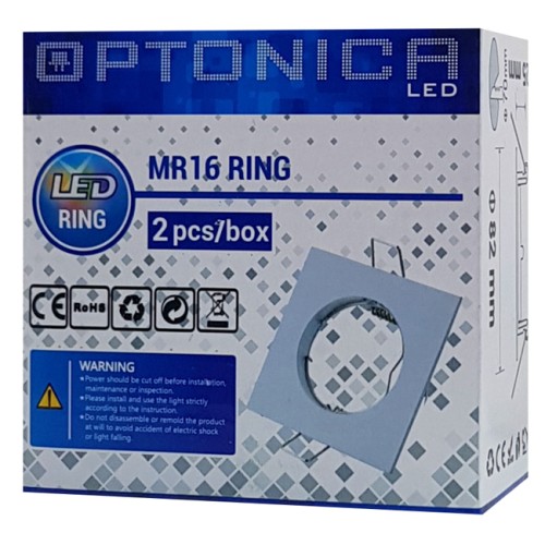 OPTONICA OPTONICA μεταλλικό πλαίσιο spot για MR16 5074, χωνευτό, 82x82x25mm, 2τμχ