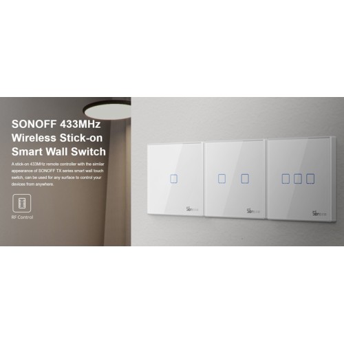 SONOFF SONOFF smart διακόπτης T2EU3C-RF 433MHz, αφής, τριπλός, λευκός