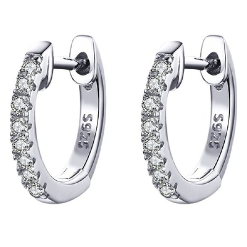 BAMOER BAMOER σκουλαρίκια κρίκος SCE498-A με κυβική ζιρκόνια, ασήμι 925, ασημί