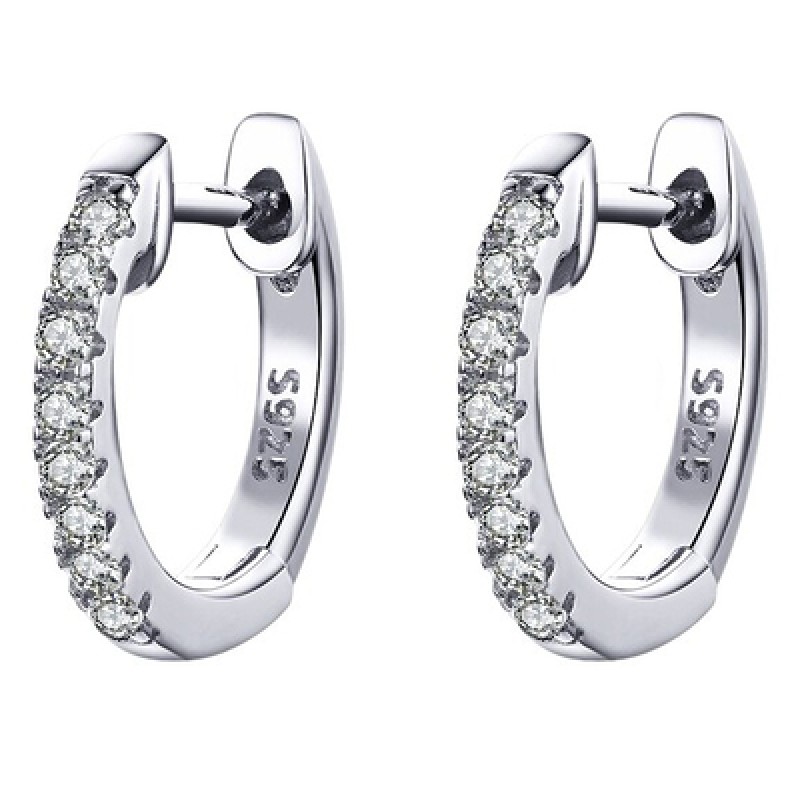 BAMOER BAMOER σκουλαρίκια κρίκος SCE498-A με κυβική ζιρκόνια, ασήμι 925, ασημί