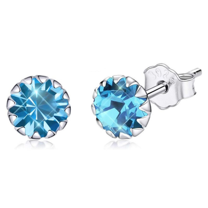 BAMOER BAMOER σκουλαρίκια καρφωτά SCE862-12 με κυβική ζιρκόνια, ασήμι 925, μπλε