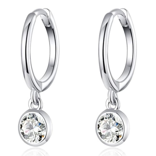 BAMOER BAMOER σκουλαρίκια κρίκος SCE830 με κυβική ζιρκόνια, ασήμι 925, ασημί