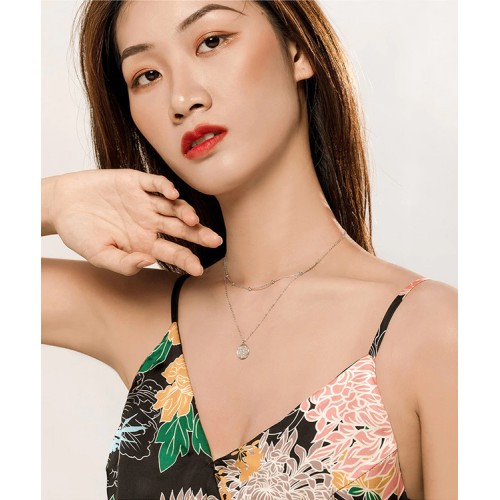 BAMOER BAMOER κολιέ SCN365 δυο σειρών, ασήμι 925, ασημί