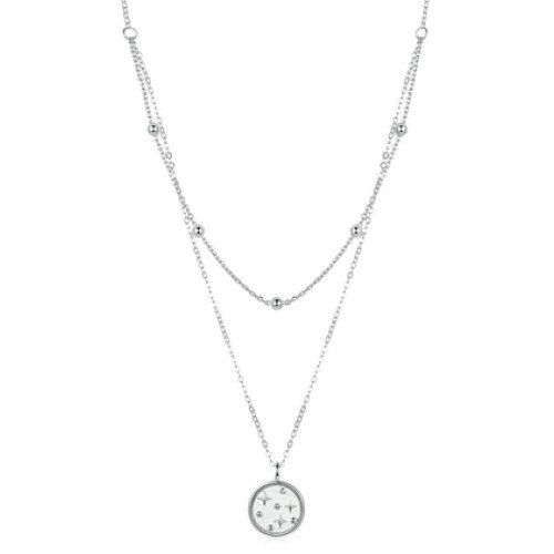 BAMOER BAMOER κολιέ SCN365 δυο σειρών, ασήμι 925, ασημί