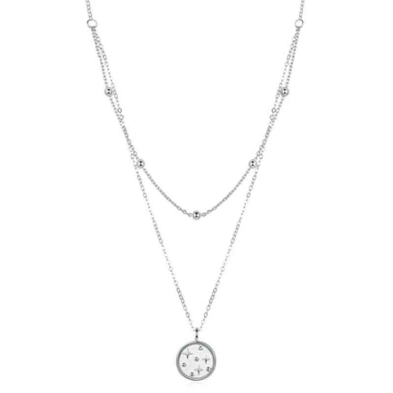 BAMOER BAMOER κολιέ SCN365 δυο σειρών, ασήμι 925, ασημί