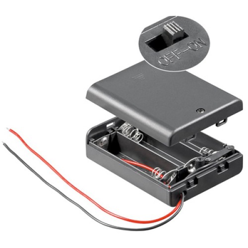 GOOBAY GOOBAY θήκη μπαταρίας με διακόπτη 12445, 3x AA LR6, αδιάβροχη, μαύρη
