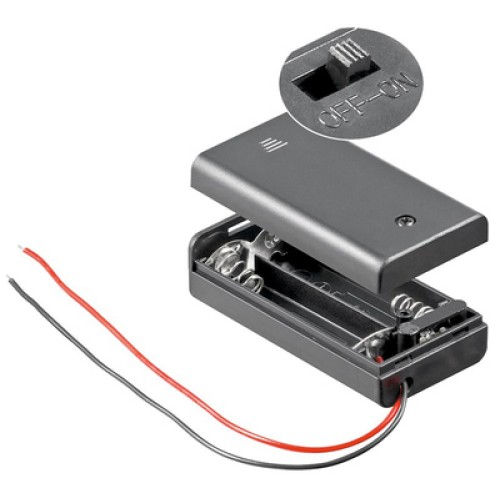 GOOBAY GOOBAY θήκη μπαταρίας με διακόπτη 12443, 2x AA LR6, αδιάβροχη, μαύρη