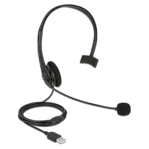 DELOCK DELOCK headphones με μικρόφωνο 27177, mono, USB, volume control, μαύρα