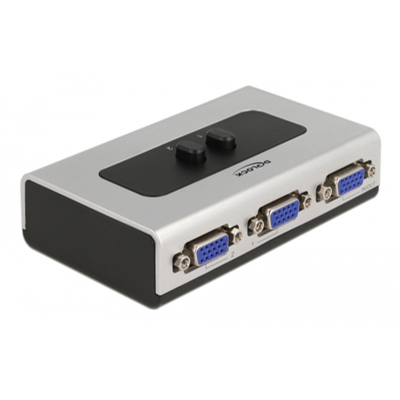 DELOCK DELOCK VGA switch 87758, 2 σε 1, bidirectional, 1080p/60Hz, ασημί