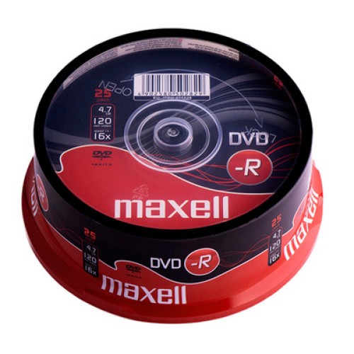 Maxell MAXELL DVD-R, 4.7GB/120min, 16x speed, Cake box, 25τμχ