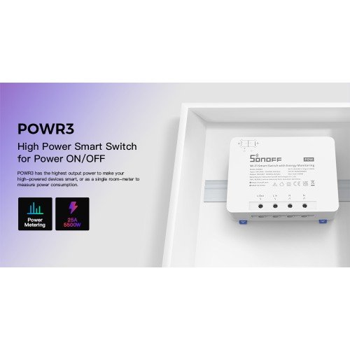 SONOFF SONOFF smart διακόπτης παρακολούθησης ισχύος POWR3, WiFi, 25A, λευκός