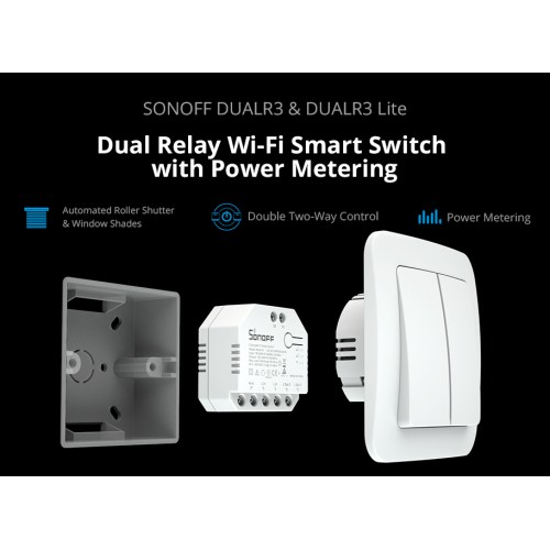 SONOFF SONOFF smart διακόπτης DUALR3, 2-Gang, WiFi, 15A, λευκός