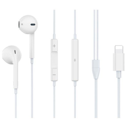 CELEBRAT CELEBRAT earphones με μικρόφωνο G17, Lightning, Φ14mm, 1.2m, λευκά