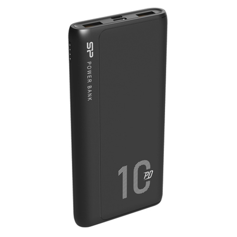 SILICON POWER SILICON POWER power bank QP15, 10000mAh, 2x USB & USB Type-C, 3A, μαύρο
