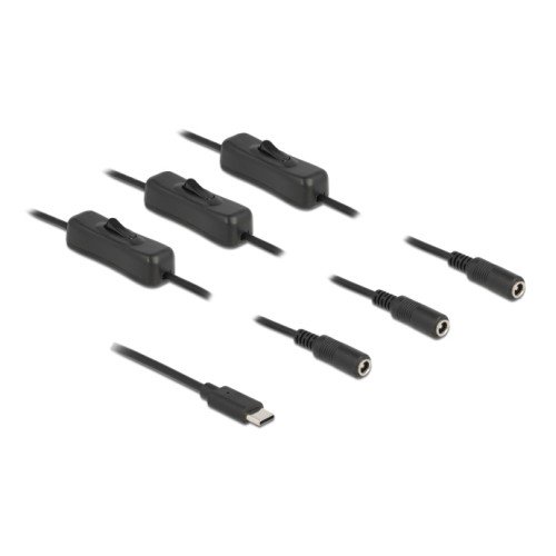 DELOCK DELOCK καλώδιο USB Type-C σε 3x DC 5.5 x 2.1mm 86801, 1m, μαύρο