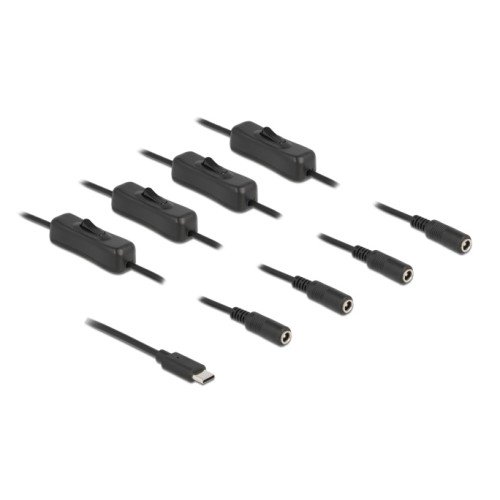 DELOCK DELOCK καλώδιο USB Type-C σε 4x DC 5.5 x 2.1mm 86802, 1m, μαύρο