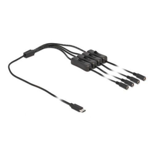 DELOCK DELOCK καλώδιο USB Type-C σε 4x DC 5.5 x 2.1mm 86802, 1m, μαύρο