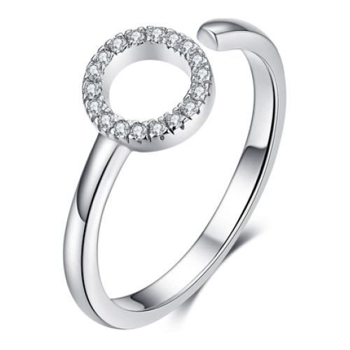 BAMOER BAMOER δαχτυλίδι SCR545 με κυβική ζιρκόνια, ανοιγόμενο, ασήμι 925, ασημί