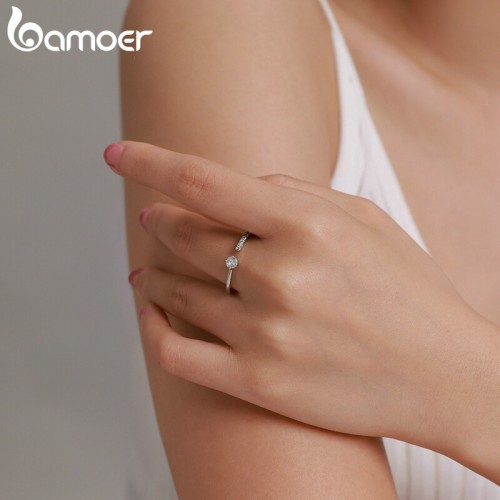 BAMOER BAMOER δαχτυλίδι BSR203-A, κυβική ζιρκόνια, ανοιγόμενο, ασήμι 925, ασημί