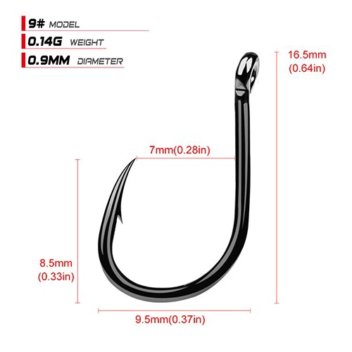 UNBRANDED Αγκίστρια ψαρέματος FH080-N09-100JZ, με θήκη, No9, 100τμχ