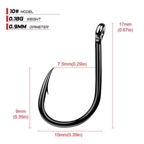 UNBRANDED Αγκίστρια ψαρέματος FH080-N10-100JZ, με θήκη, No10, 100τμχ