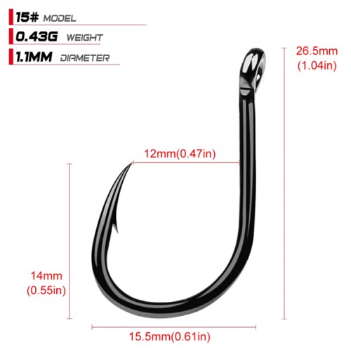 UNBRANDED Αγκίστρια ψαρέματος FH080-N15-100JZ, με θήκη, No15, 100τμχ