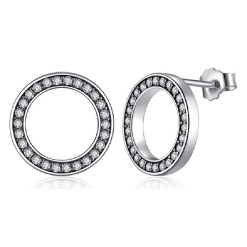 BAMOER BAMOER σκουλαρίκια καρφωτά PAS437 σε σχέδιο κύκλου, ασήμι 925, ασημί