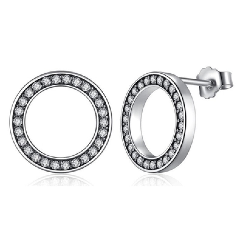 BAMOER BAMOER σκουλαρίκια καρφωτά PAS437 σε σχέδιο κύκλου, ασήμι 925, ασημί