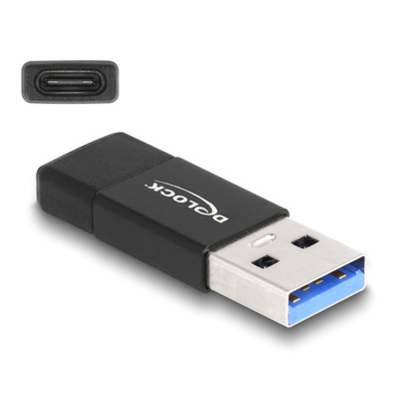 DELOCK DELOCK αντάπτορας USB 3.2 Gen 2 σε USB-C 60001, 10Gbps, μαύρος