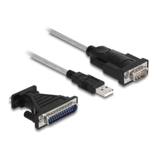 DELOCK DELOCK καλώδιο USB σε RS-232 DB9 61314 με αντάπτορα DB25, 1.8m, μαύρο