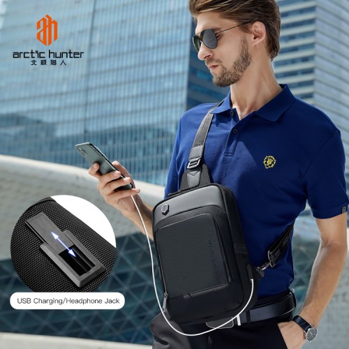 Arctic Hunter ARCTIC HUNTER τσάντα Crossbody XB00116 με θήκη για tablet, 7L, μαύρη