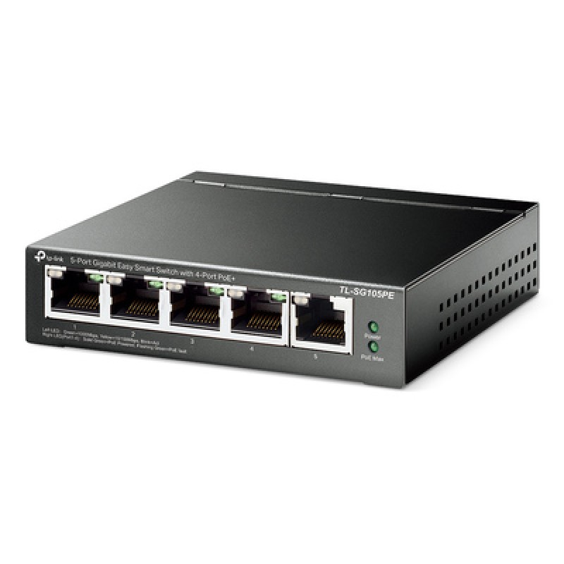 TP-Link TP-LINK Easy Smart Switch TL-SG105PE, 5-Port Gbit, 4-Port PoE+, Ver. 2.0
