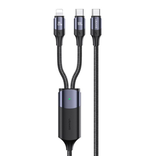 USAMS USAMS καλώδιο USB-C σε USB-C & Lightning US-SJ550, PD 100W, 1.2m, μαύρο