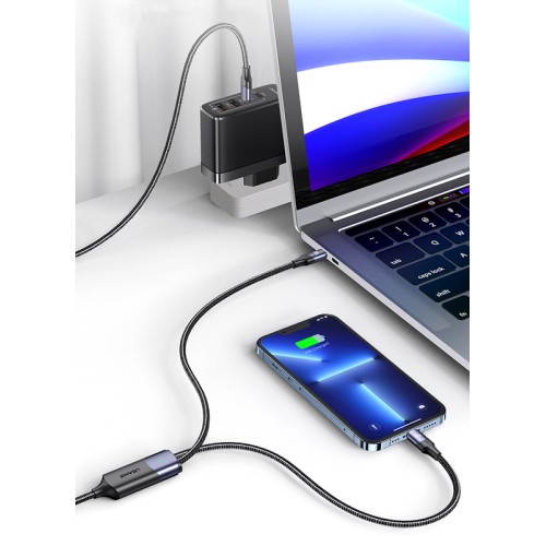 USAMS USAMS καλώδιο USB-C σε 2x USB-C US-SJ551, PD 100W, 1.2m, μαύρο