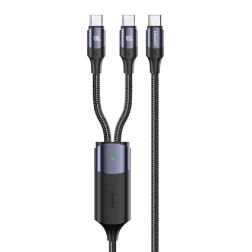USAMS USAMS καλώδιο USB-C σε 2x USB-C US-SJ551, PD 100W, 1.2m, μαύρο