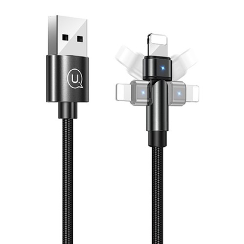 USAMS USAMS καλώδιο Lightning σε USB US-SJ476, περιστρεφόμενο, 2.1A, 1m, μαύρο