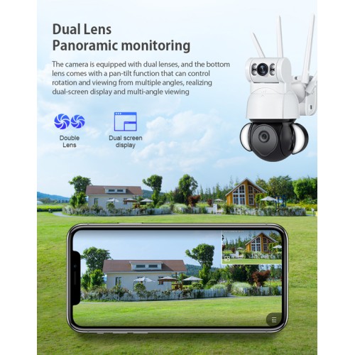 Sectec SECTEC smart κάμερα ST-428-4M-DL με προβολείς, dual lens, 4MP, Onvif PTZ