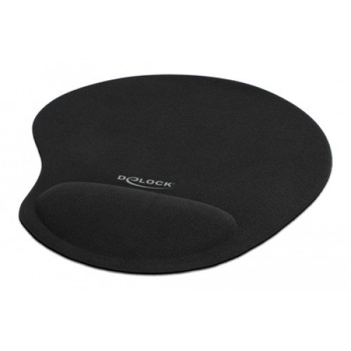 DELOCK DELOCK mousepad 12040 με gel στήριγμα καρπού, 230 x 202mm, μαύρο