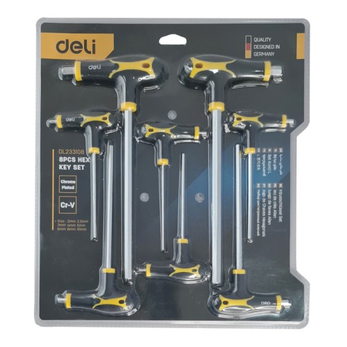 DELI DELI σετ κλειδιά Allen DL233108, τύπου Ταφ, 2-10mm, Cr-V, 8τμχ