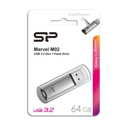 SILICON POWER SILICON POWER USB Flash Drive Marvel M02, 64GB, USB 3.2, γκρι