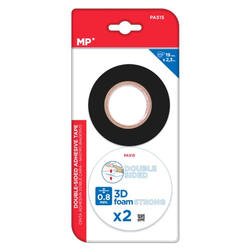 MP MP foam κολλητική ταινία διπλής όψεως PA515, 19mm, 2.3m, μαύρη, 2τμχ